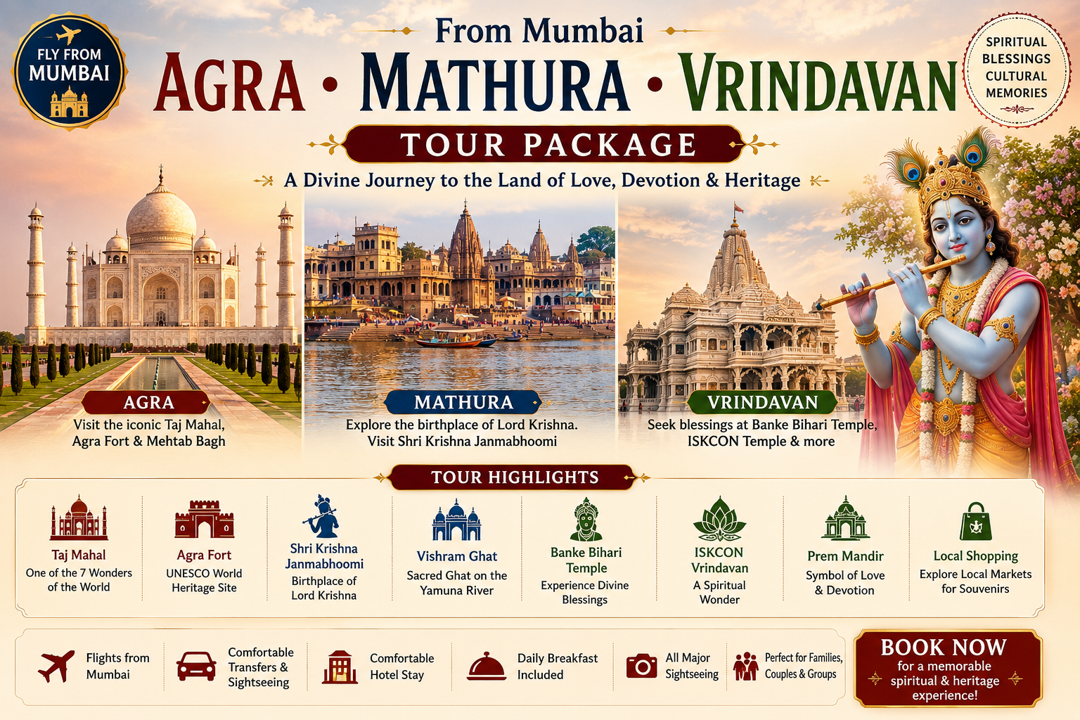 Agra Mathura Vrindavan from Mumbai - Uttar Pradesh | Popular Tour & Travels
